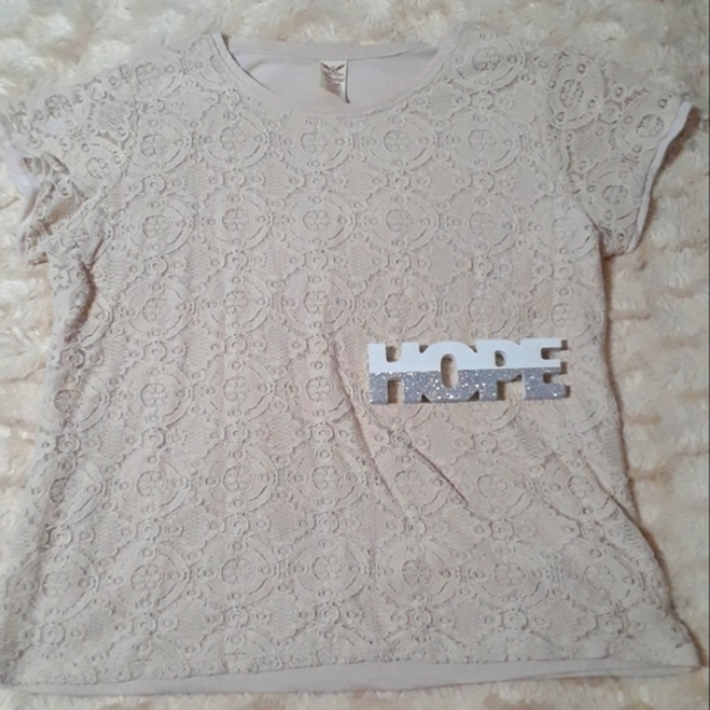 Faded Glory Cream Lace Blouse XXL